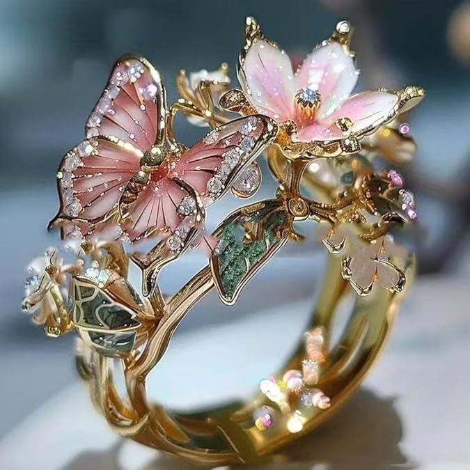 Faylinn - Anillo mariposa floral