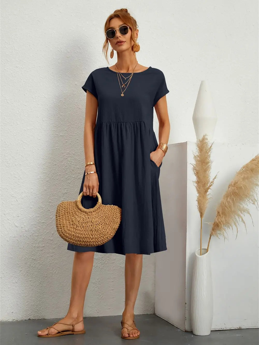 Sage – Vestido informal con bolsillos