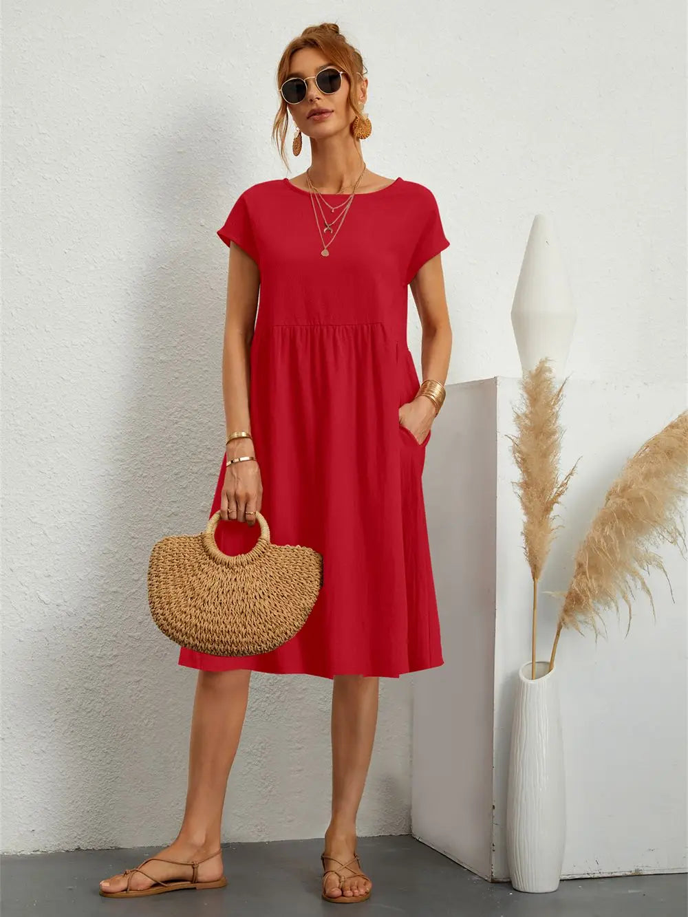 Sage – Vestido informal con bolsillos