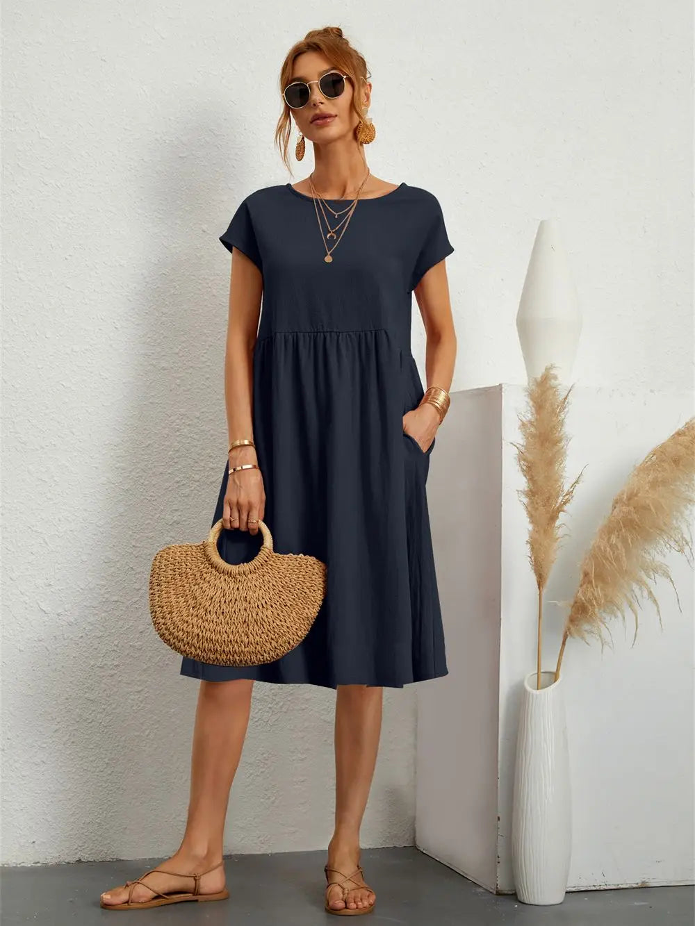 Sage – Vestido informal con bolsillos